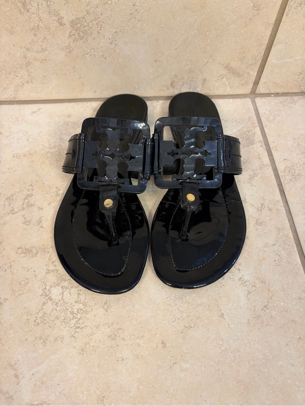 Tory Burch Black Patent Leather Sandals